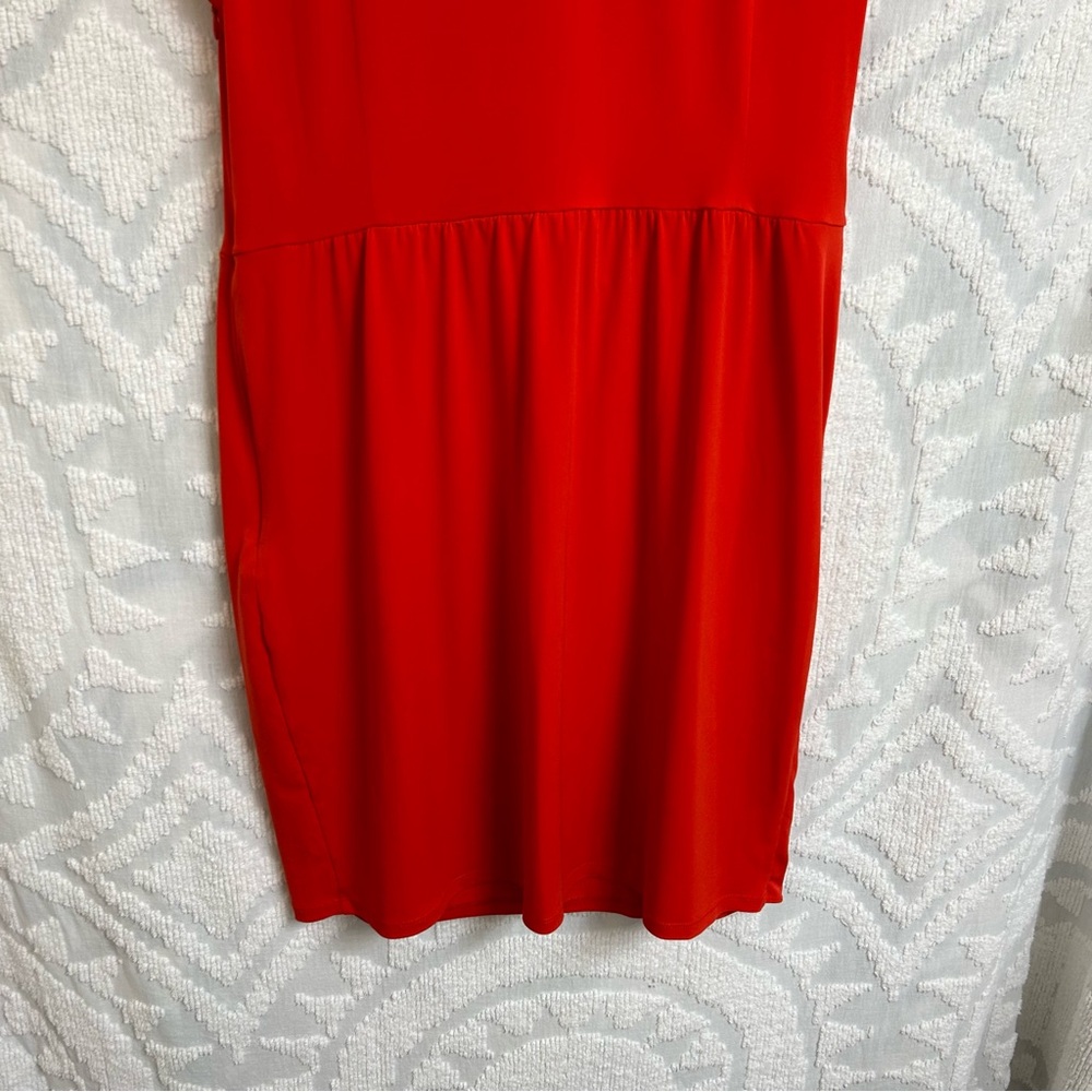 Calvin Klein Red Faux Wrap Surplice Sleeveless Dress - Picture 10 of 10